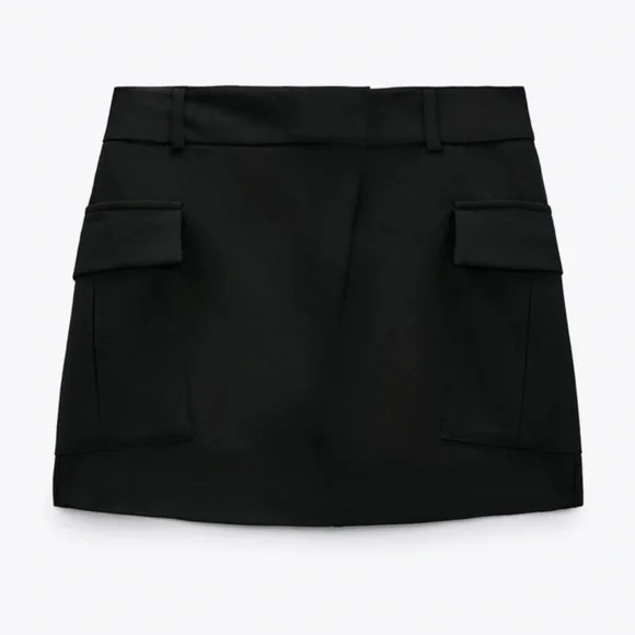 Zara Black Cargo Skirt Size S - Picture 2 of 11